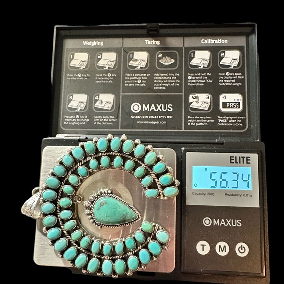 Large Turquoise Naja Pendant in Solid Sterling Silver - Picture 13 of 16